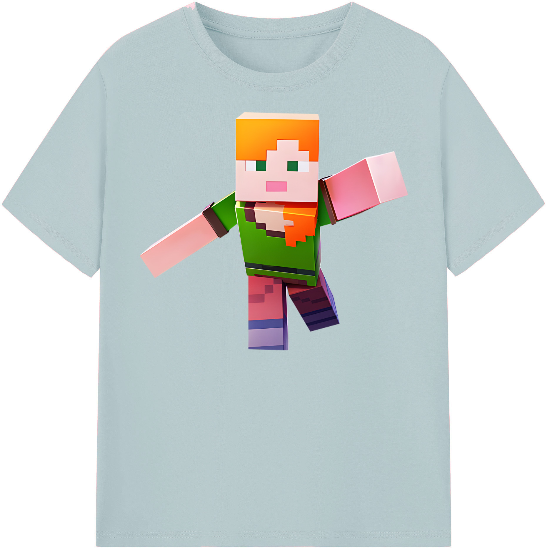 （画像用） マインクラフト ブロックの世界 Minecraft MC Block world 綿100％半袖Tシャツ（フロントプリント）